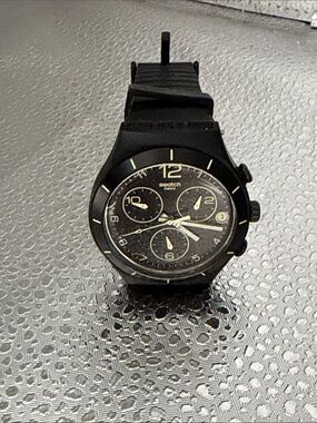 Swatch Black Men's Chronograph with Gold Accents
